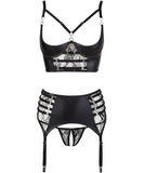 Abierta Fina black matte look suspender set