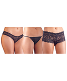 Cottelli Lingerie 3 juodų kelnaičių rinkinys