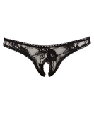 Cottelli Lingerie black lace crotchless thong