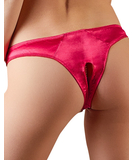 Cottelli Lingerie red satin crotchless string with pearls