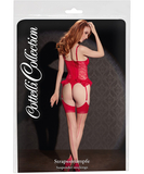 Cottelli Lingerie light skin tone suspender stockings with red welt