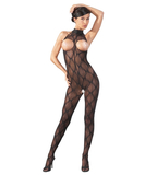 NO:XQSE juodas bodystocking be tarpkojo su atvira krūtine