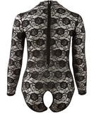 Cottelli Lingerie black lace crotchless bodysuit
