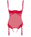 Cottelli Lingerie красный сетчатый боди с подвязками