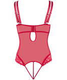 Cottelli Lingerie red mesh bodysuit with suspenders