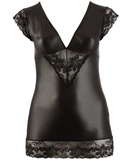 Cottelli Lingerie melna spīdīga auduma minikleita ar mežģīnēm