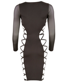 Cottelli Lingerie melna kleita ar dziļu dekoltē un šņorējumu