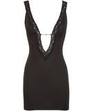 Cottelli Lingerie juoda aptempta mini suknelė su V formos iškirpte