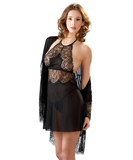 Cottelli Lingerie black peignoir & chemise set