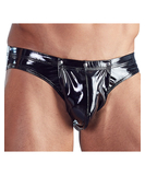 Black Level black vinyl briefs with press studs