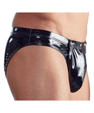 Black Level black vinyl briefs with press studs