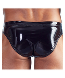 Black Level black vinyl briefs with press studs