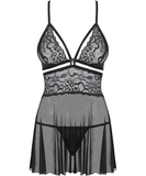 Obsessive black sheer babydoll with lace