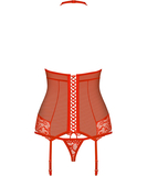 Obsessive red sheer mesh basque with string