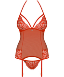 Obsessive red sheer mesh basque with string
