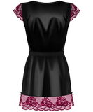 Obsessive black peignoir with burgundy lace and string