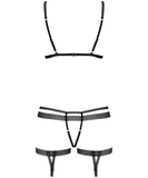 Obsessive black lingerie set with garters