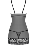 Obsessive black sheer chemise with lace