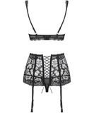 Obsessive black lace lingerie set with garter belt