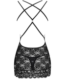 Obsessive black lace open back chemise