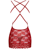 Obsessive red lace open back chemise