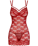 Obsessive red lace open back chemise