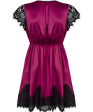 Obsessive burgundy peignoir with black lace and string