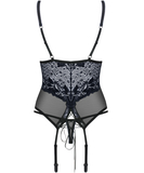 Obsessive dark blue lace basque with string