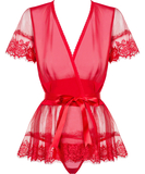 Obsessive red sheer peignoir with string