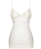 Obsessive white chemise with beige lace