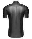 Noir Handmade melns matēta auduma krekls ar īsām piedurknēm