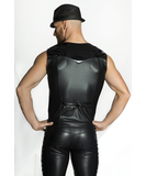 Noir Handmade black vest with patent vinyl elements