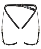 Obsessive black harness thong with garters