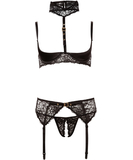 Abierta Fina black lace open lingerie set