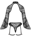 Abierta Fina musta pitsinen bolero ja pikkuhousut ketjuilla