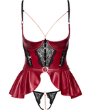 Abierta Fina red matte look peplum babydoll with lace