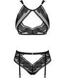 Obsessive Allastia black sheer mesh suspender set