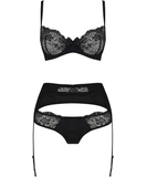 Avanua Aya black lace suspender lingerie set