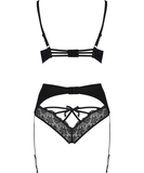 Avanua Aya black lace suspender lingerie set