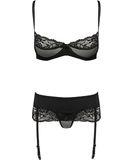 Avanua Melek black suspender lingerie set