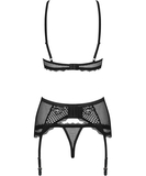 Obsessive Basitta black net suspender set