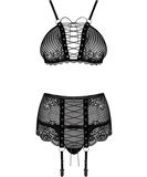 Obsessive Basitta black net suspender set