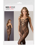 NO:XQSE juodas bodystocking be tarpkojo su raišteliais