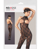 NO:XQSE juodas bodystocking be tarpkojo su atvira krūtine