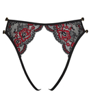 Cottelli Lingerie black lace crotchless string with red embroidery