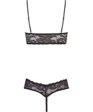 Cottelli Lingerie mustast pitsist pesukomplekt punaste satiindetailidega