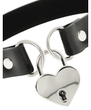 Coquette black leatherette heart padlock choker
