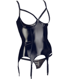 Black Level black vinyl basque with string