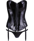 Black Level black vinyl corset with suspenders