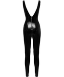 Black Level black vinyl jumpsuit with zippers